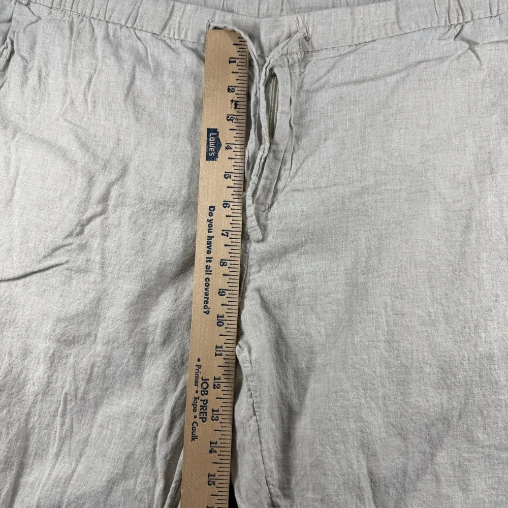 H&M Regular Fit Linen Blend Drawstring Pants Oatmeal Beige Womens XXL